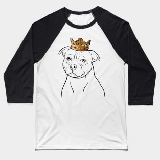 Staffordshire Bull Terrier Dog King Queen Wearing Crown Baseball T-Shirt